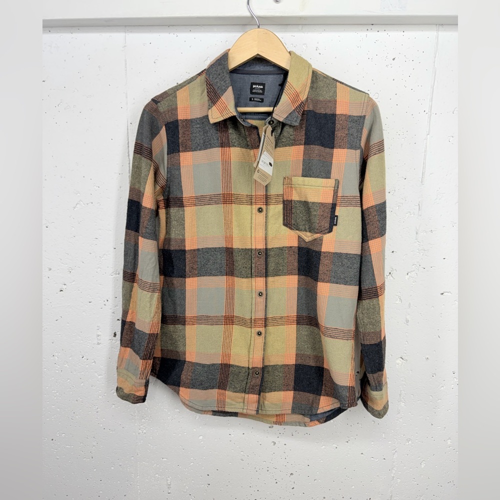 Prana Women’s Size Small Sage Golden Canyon Flannel Button Down Shirt - Picture 2 of 15